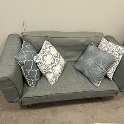 DHP Euro Sofa Futon Loveseat with Chrome Legs and Adjustable Armrests - Gray Light Gray