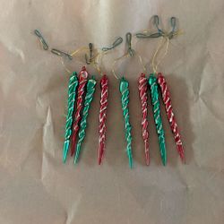 8 Glass Spiral Christmas Tree Ornanents