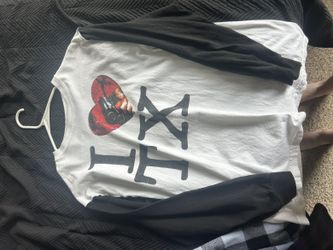 Awns black white stitched longsleeve I love heart  Texas custom 1/1 size medium
