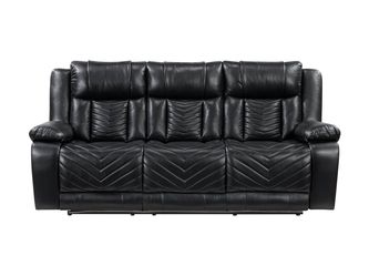 Huron Black Power Double Reclining Sofa