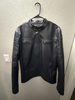Mens leather biker jacket size large