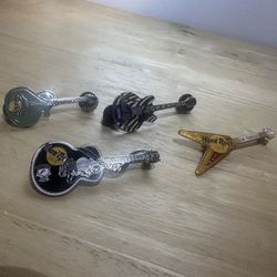 Hard Rock Cafe Guitar Pin Bundle Of 4