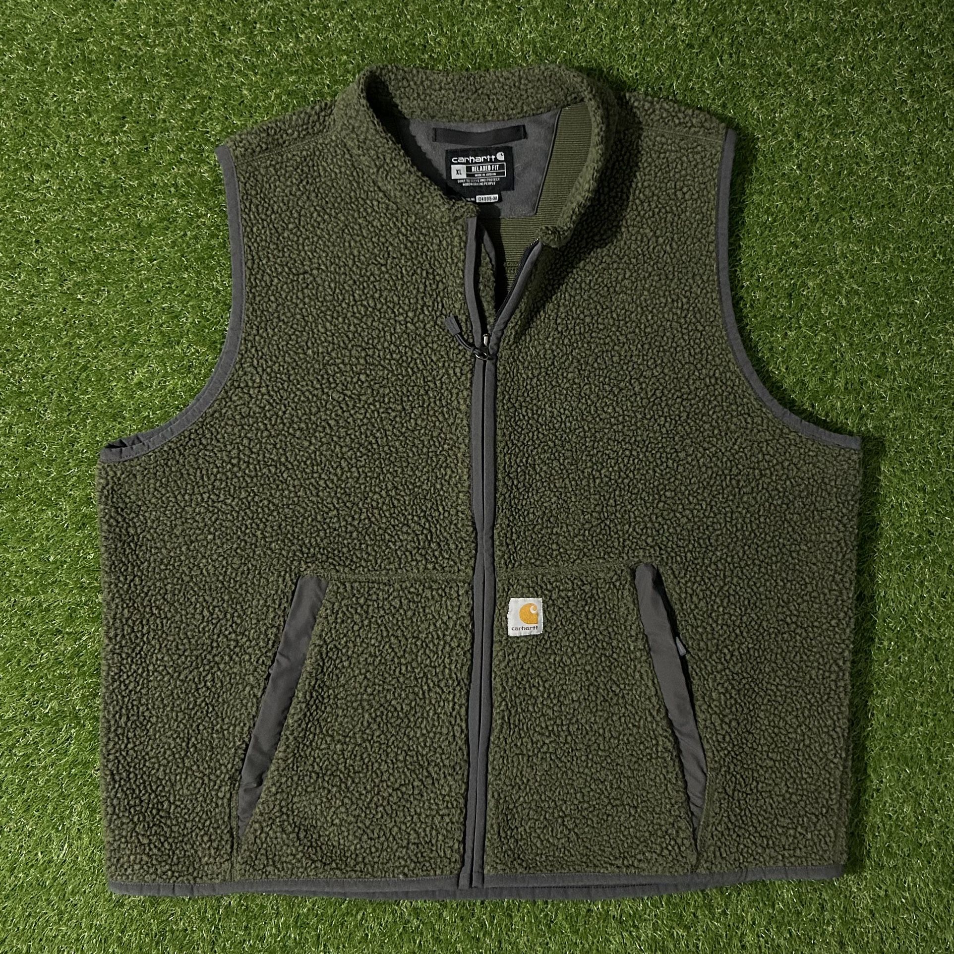Mens Carhartt Sherpa Workwear Jacket Sweater Vest Coat Size XL