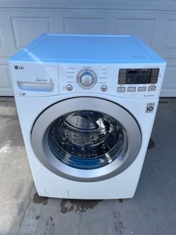 White lg front load washer