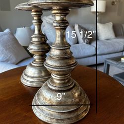 Silver Leaf Candle Stick Pillars