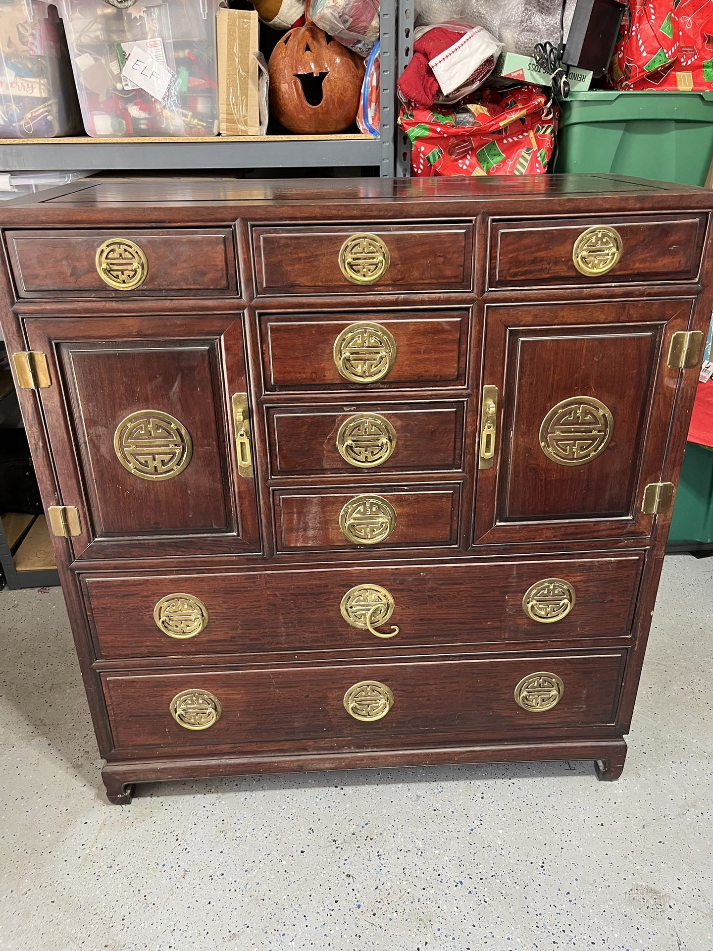 Antique Dresser BERNHARDT FURNITURE Asian Chinoiserie China Cabinet Dresser