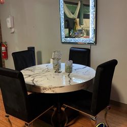 5pc DINING TABLE WITH MIRROR LED $800 Marble 