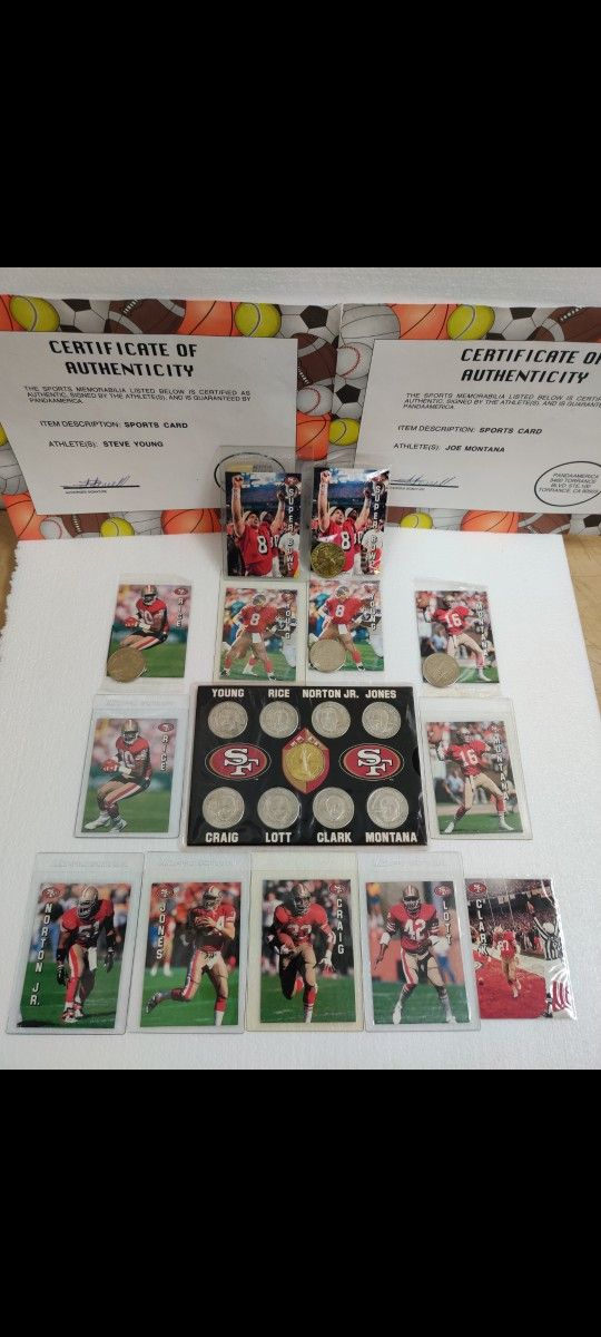 NFL San Francisco 49ERS Limited Edition 50th Anniversary 1996 Exclusive Promotion Set of 9 Cards + 4 Cards with Medallion Coins, Sealed!