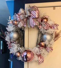 Pink /Silver Christmas Wreath