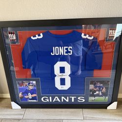 Daniel Jones Custom Framed Autographed Jersey 