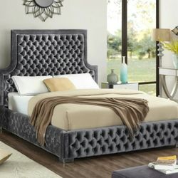 Sedona Grey Velvet King Bed

