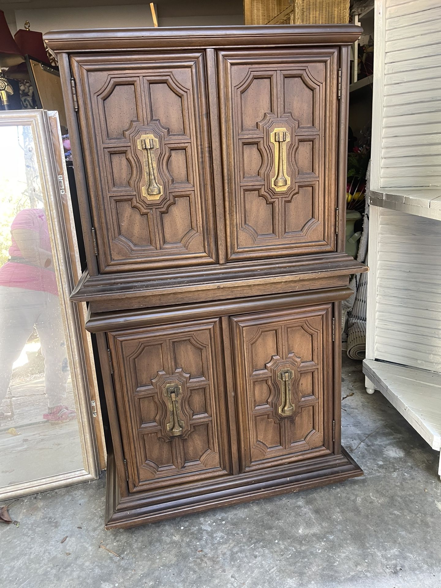 2 Antique Solid Wooden Double Storeg Night Stand
