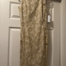 Beige and gold dress