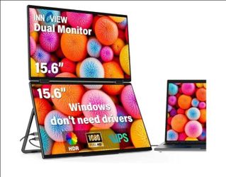 InnoView Dual Portable Monitor 15.6" 1920x1080 Dual Stacked Foldable Monitor | 315° Screen Adjustment