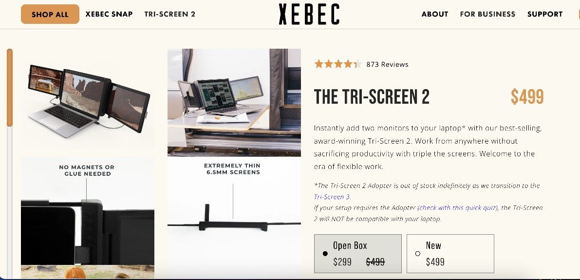 Compact Laptop Monitor: Xebec Tri Screen 2