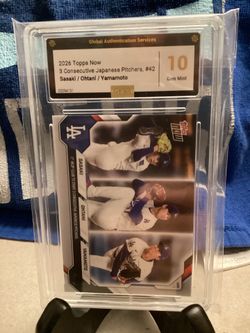 2026 Topps Now 3 Consecutive Japanese Pitchers #42 Sasaki/Ohtani/Yamamoto Gem. Mint 10.