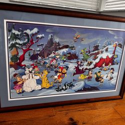 The flintstones large wall art decor In excellent condition  Sturdy wooden frame  Approximately measures 32” H x 48” W Pick up in Hobe Sound 