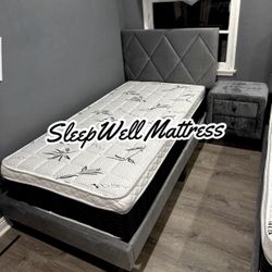 Twin Size Bed Frame With Pillow Top Mattress Included 