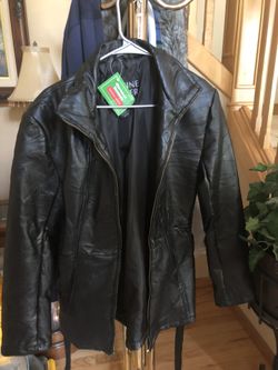 Women’s Genuine Leather Belted Jacket  Never Worn