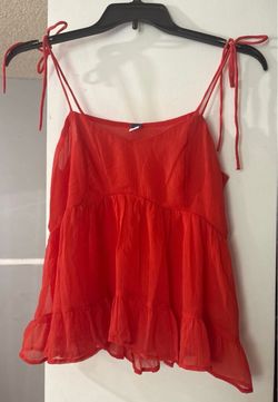 Old Navy Red Tiered Cami Top with Tie Straps