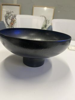 CB2 Black Ceramic Pedestal Bowl