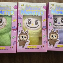Mochi Monster Plush Charm Style Collectible Keychain Green & Pink yellow Monster