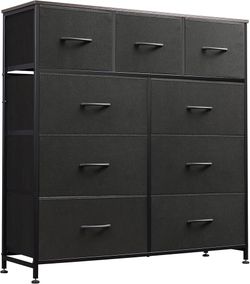 BRAND NEW - 9 Drawer Fabric Dresser – Charcoal Black