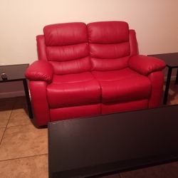 Set of 3 Black Stained Glass Tables – 1 Coffee Table + 2 End Tables
