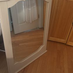 White Wash Wood Mirror