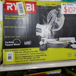 Ryobi 10 in. Compound Miter Saw With Led Heavy Duty 14 Amp Motor