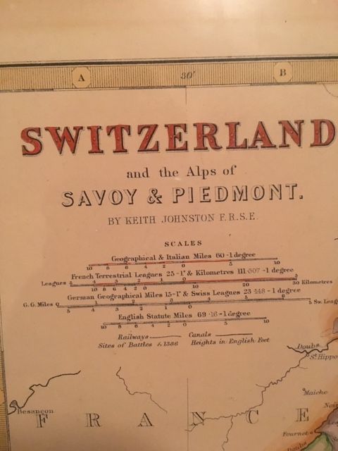 Antique framed map of Switzerland