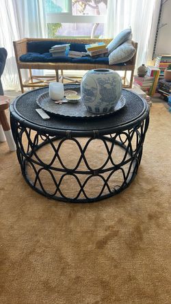 Black rattan coffee table