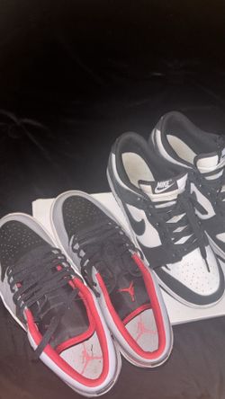 Nike panda dunks with suede &air Jordan 1 cement fire red