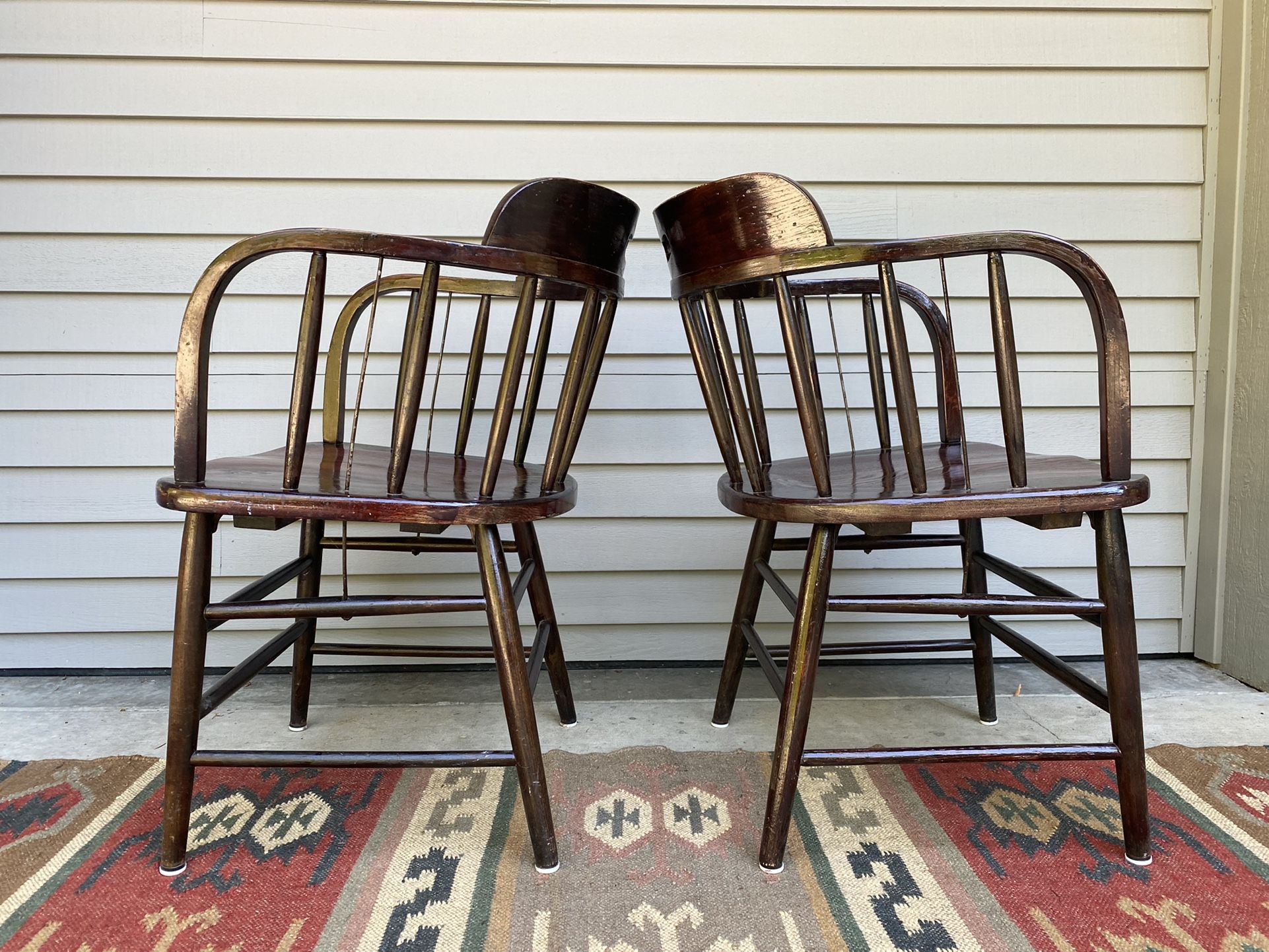 Pair of Vintage Boling Furniture Company Wood Firehouse Pub Chairs for