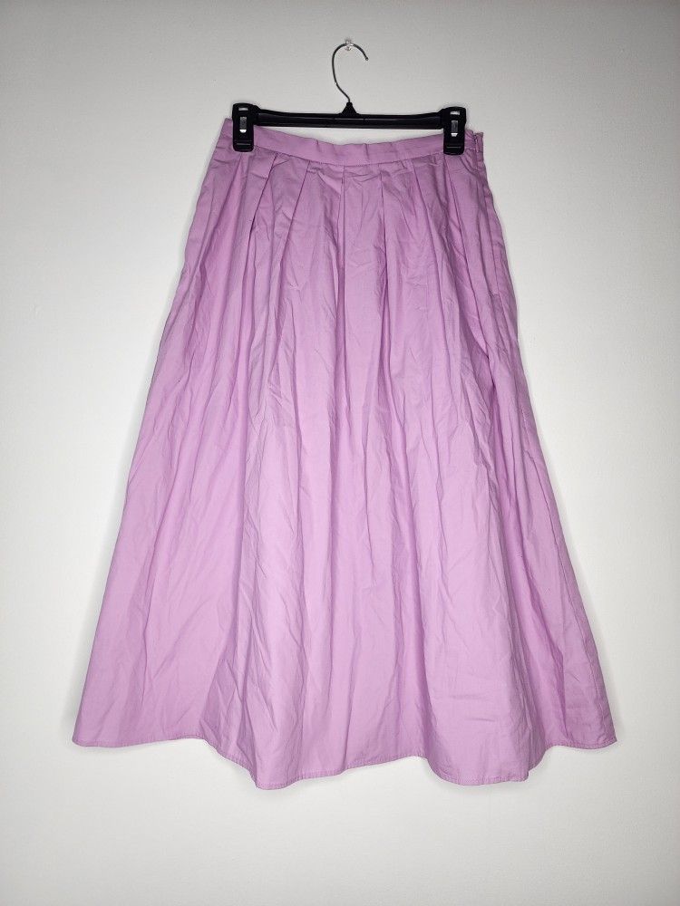 Banana Republic Poplin Pintuck Pink Lavender Midi Pleated Skirt Sz 2 NWT Womens