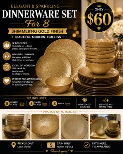 Elegant Gold Dinnerware Set for 8