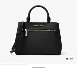 Michael Kors Hailee Saffiano Black Leather Satchel