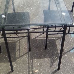 !! Dinning Room Table And 2 Chairs Glass Top 30 in Height  Serious Buyers Only 
