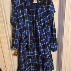 Blue Plaid HI Low Shirt 2X