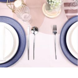 Navy Blue Chargers for Dinner Plates with Beaded Rims, Set of 12 Plastic Bulk Wedding Charger Plates for Thanksgiving, Christmas, Holiday Party Table 