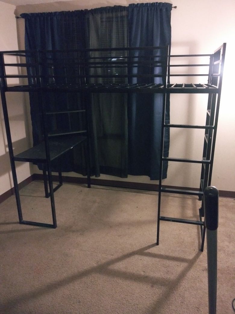 Twin size Bunk bed frame with Desk