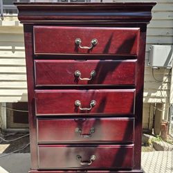 Louis Philippe Deep Cherry Wood Dresser And Nightstand 