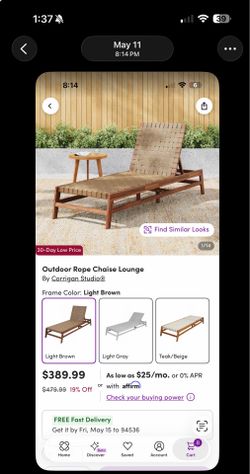 New outdoor chaise lounge chair