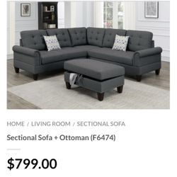 Gray Sectional Sofa With Ottoman