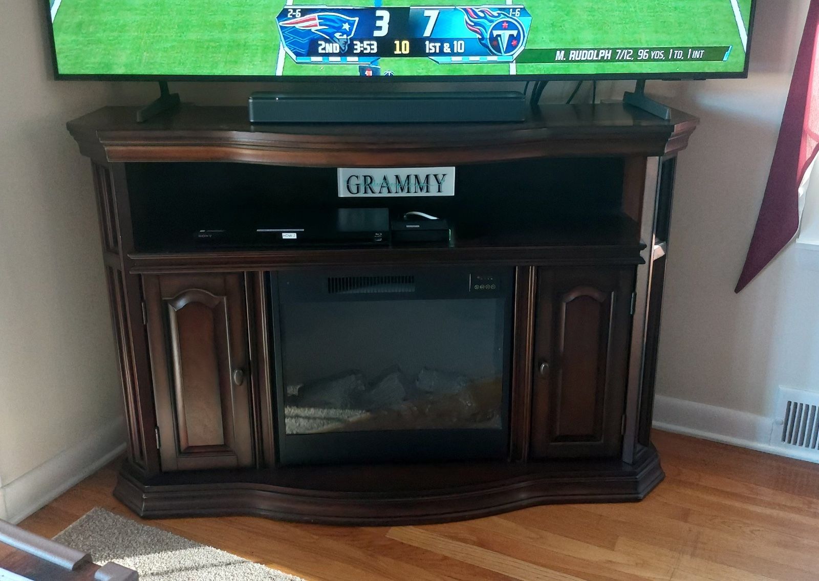 Wood Electric Fireplace TV stand with storage