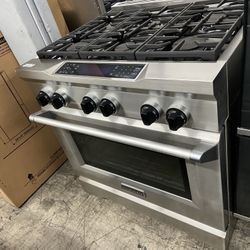 Kitchen Aid Stainless Steel 36” Wide Dual Fuel Range 