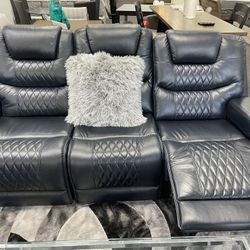 🛋️🛏️SOFA RECLINER CHARCOAL GEL LEATHER 🛋️