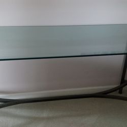 Glass Beveled Top and Wrought Iron decorative base console