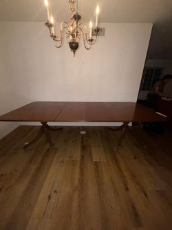 Large Wood Dining Table with Pedestal Base