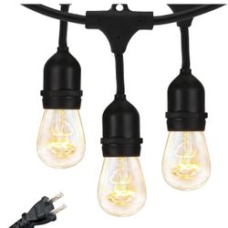 Brightech Ambience Pro Outdoor String Lights - Commercial Grade Waterproof Patio Lights with 48 Ft Dimmable Incandescent Edison Bulbs, Porch String Li